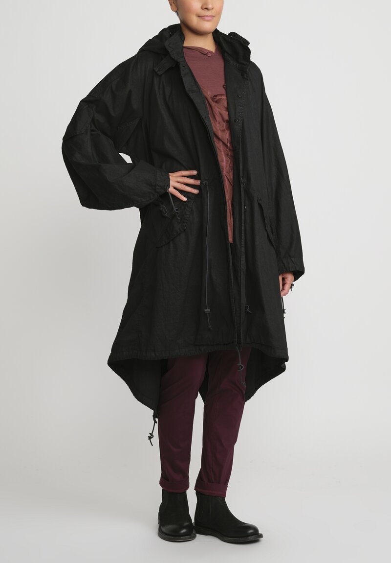 Rundholz Cotton Oversized Hooded Coat in Black