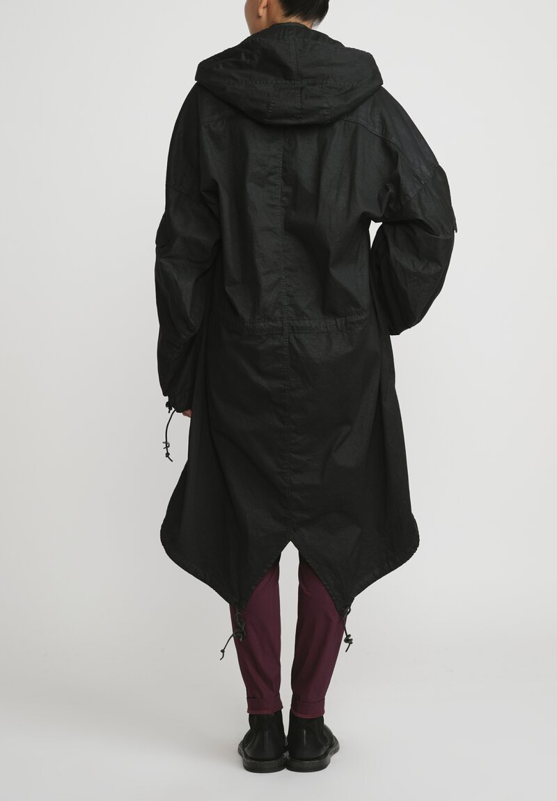 Rundholz Cotton Oversized Hooded Coat in Black