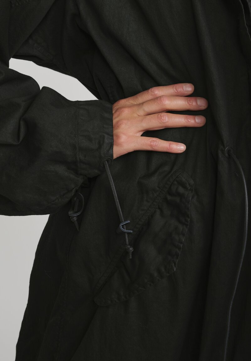 Rundholz Cotton Oversized Hooded Coat in Black