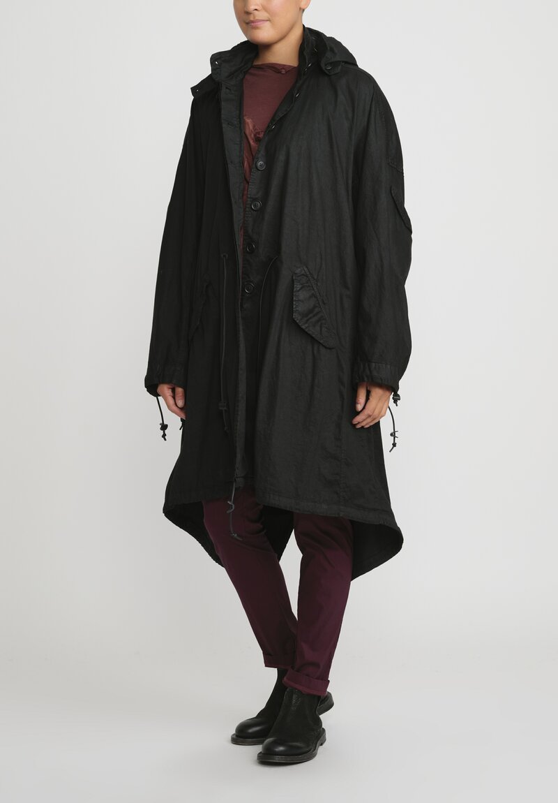 Rundholz Cotton Oversized Hooded Coat in Black