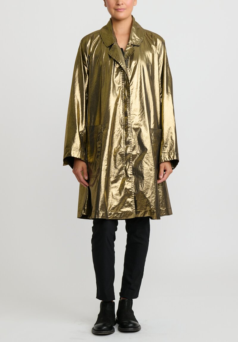 Rundholz Dip Cotton Oversized Metallic A-Line Coat in Gold & Black