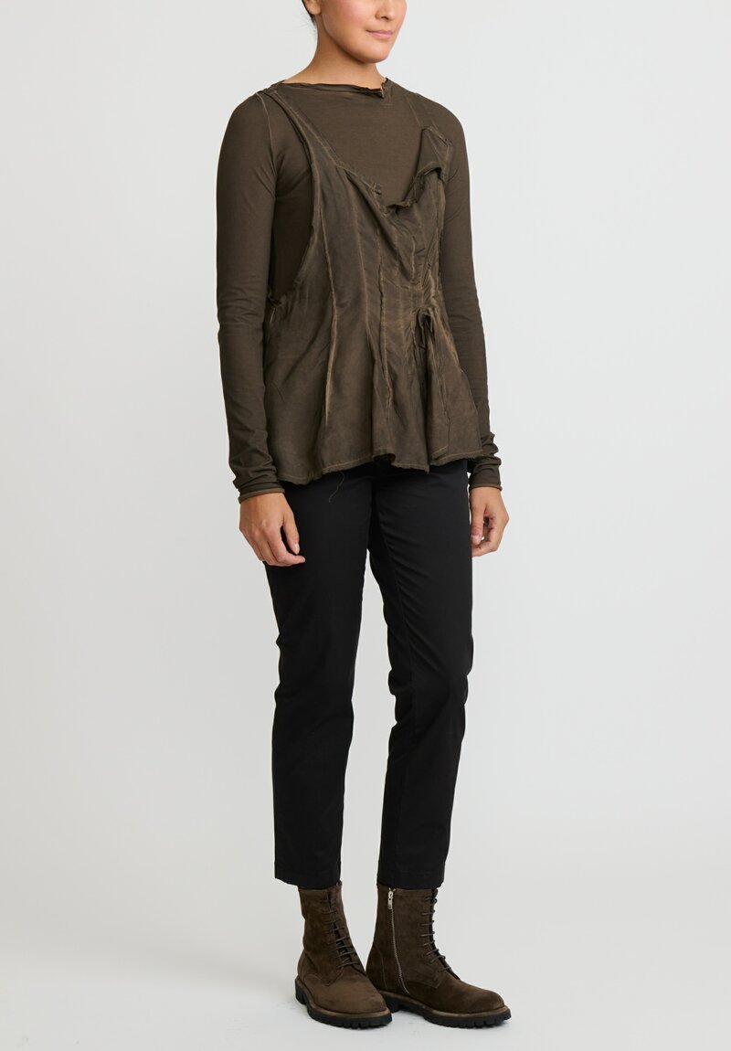 Rundholz Cotton Distressed Tank Layer Long Sleeve T-Shirt in Kaffee Brown Cloud