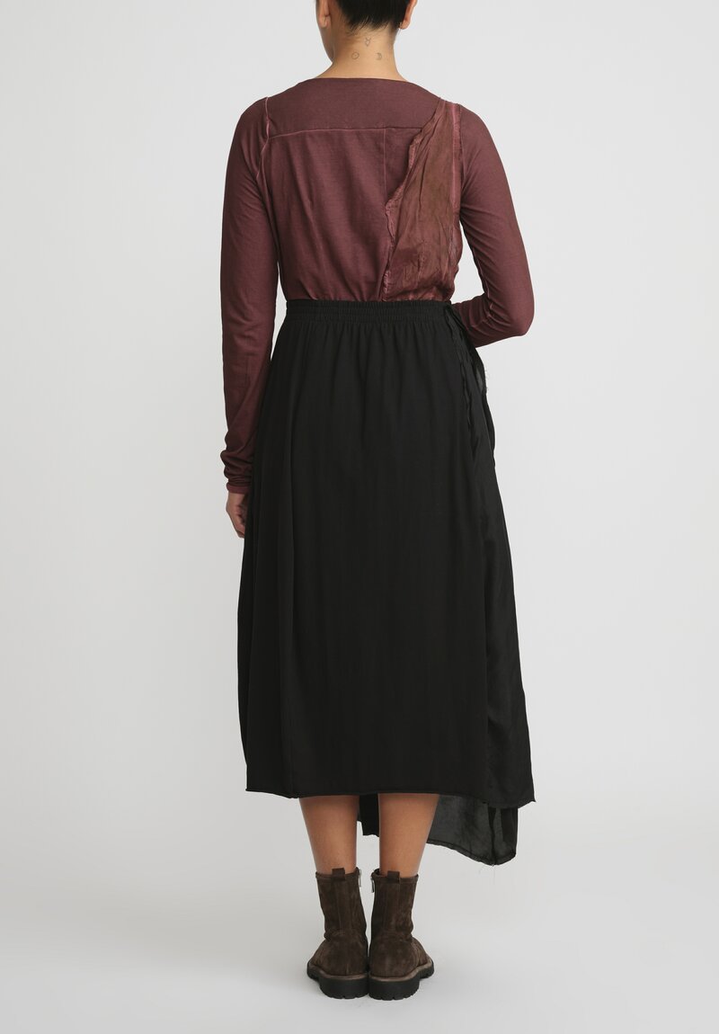 Rundholz Cotton Distressed Layered A-Line Skirt in Black
