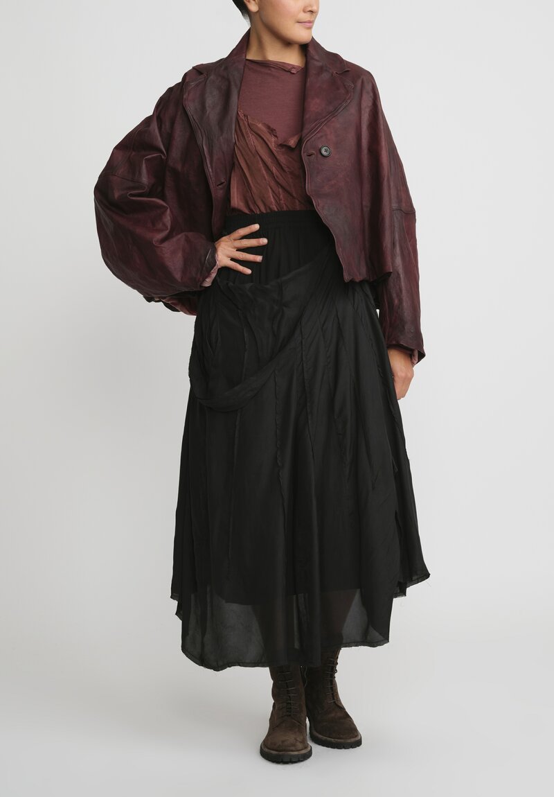 Rundholz Cotton Distressed Layered A-Line Skirt in Black