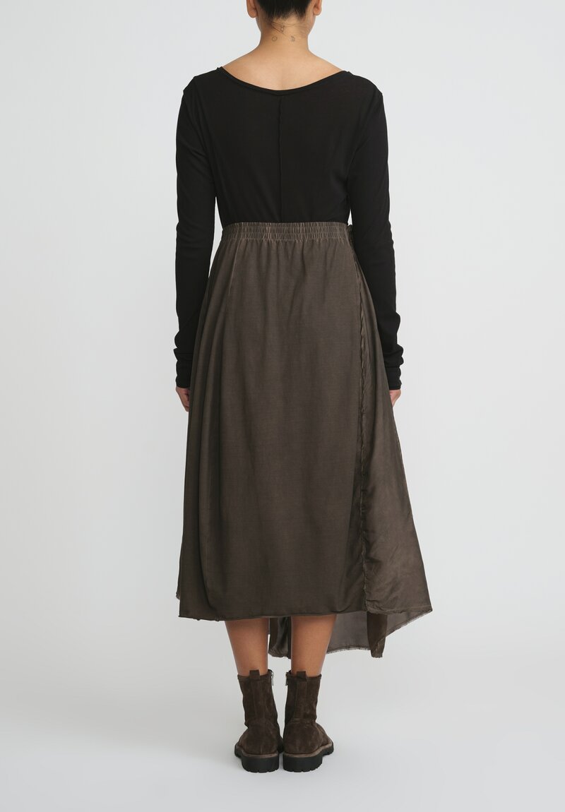 Rundholz Cotton Distressed Layered A-Line Skirt in Kaffee Brown Cloud	