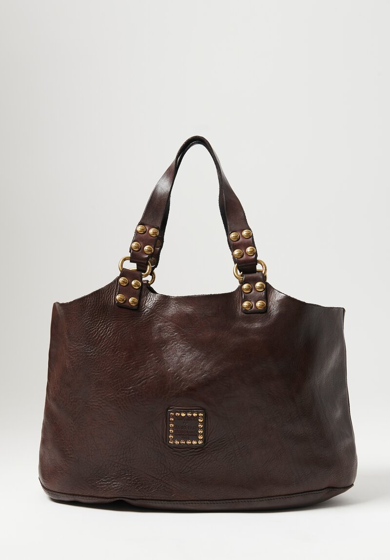 Campomaggi Large Shopping Bag with Removable Shoulder Strap in Moro Brown