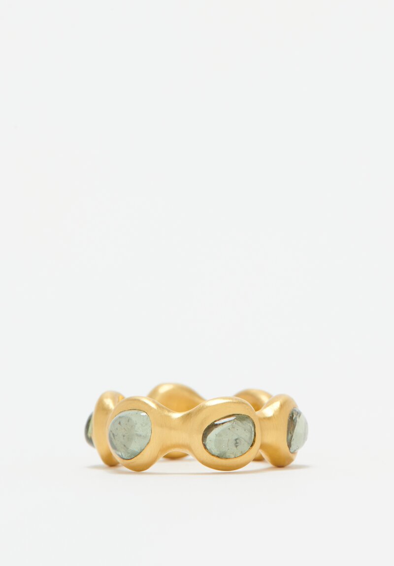 Prounis 22k, Green Tumbled Sapphire Breccia Ring	