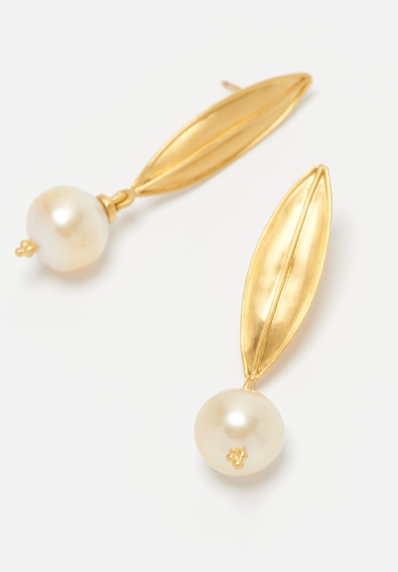Prounis Golden South Sea Pearl Strand with Large Fibula Clasp