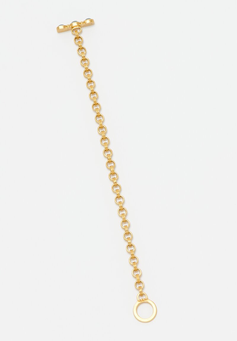 Prounis 22k Double Link Chain Bracelet with Aquamarine Clasp	