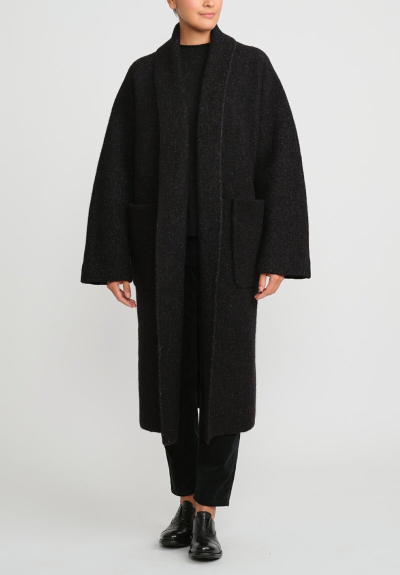 Lauren Manoogian Double Face Long Coat in Black Melange