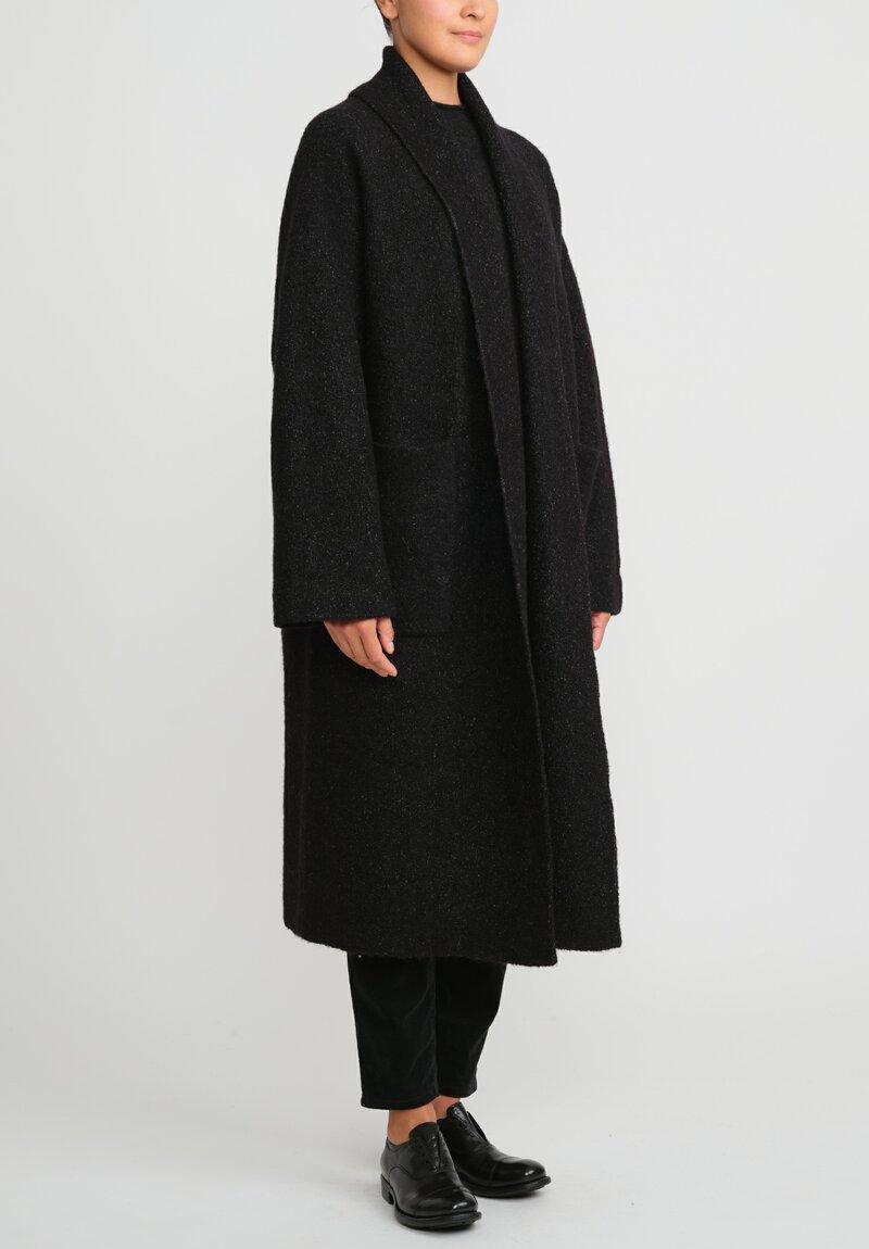 Lauren Manoogian Double Face Long Coat in Black Melange