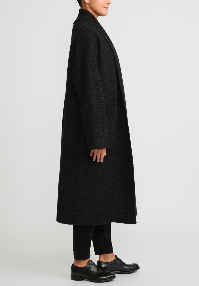 Lauren Manoogian Double Face Long Coat in Black Melange