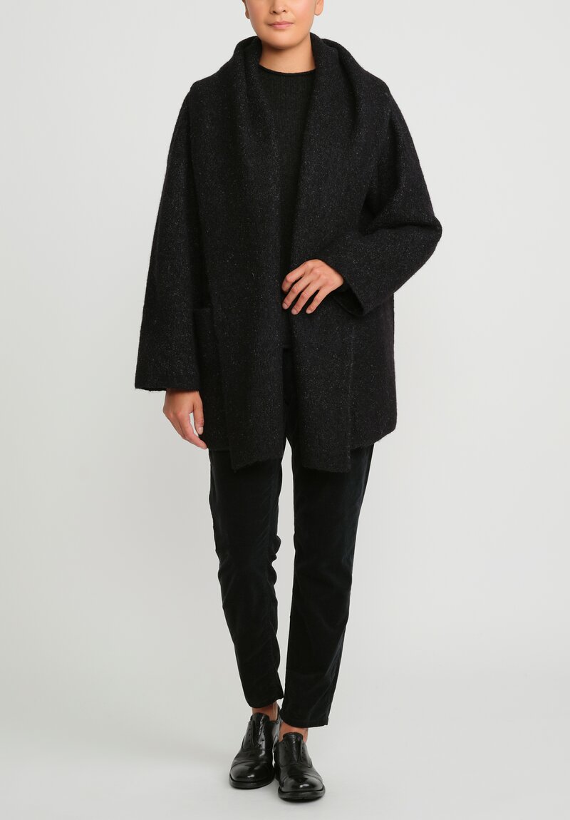 Lauren Manoogian Double Face Coat in Black Melange & White Fleck