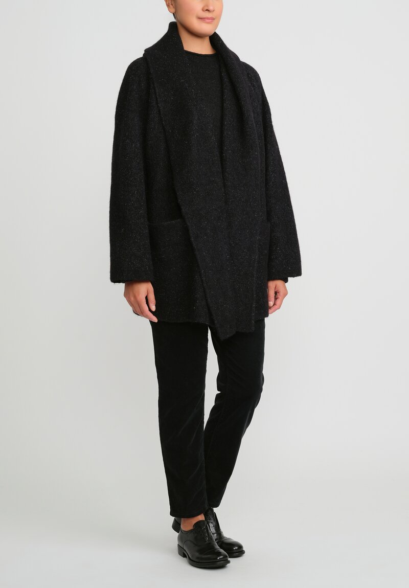 Lauren Manoogian Double Face Coat in Black Melange & White Fleck