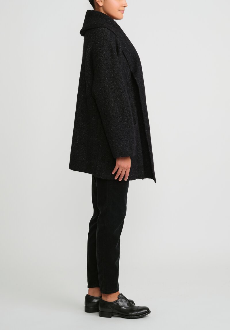 Lauren Manoogian Double Face Coat in Black Melange & White Fleck