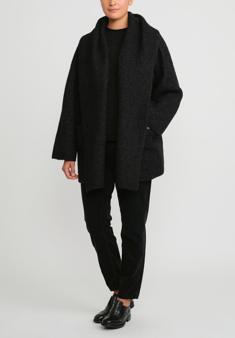 Lauren Manoogian Double Face Coat in Black Melange & White Fleck