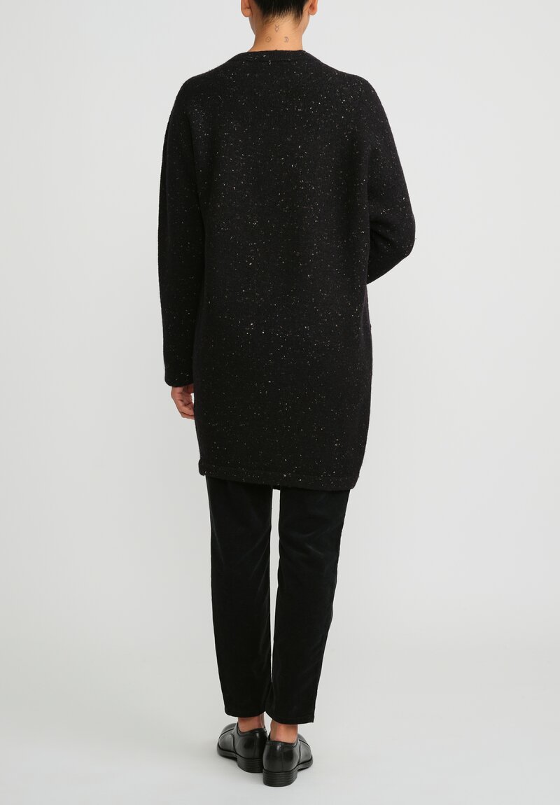 Lauren Manoogian Merino Wool and Baby Alpaca Button Tunic in Black Melange & White Fleck