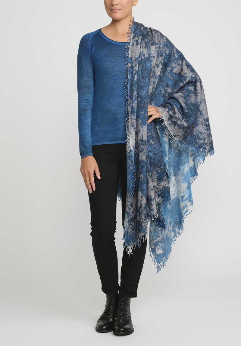 Avant Toi Hand-Painted Cashmere Spot + Velo Scarf in Nero Turquoise