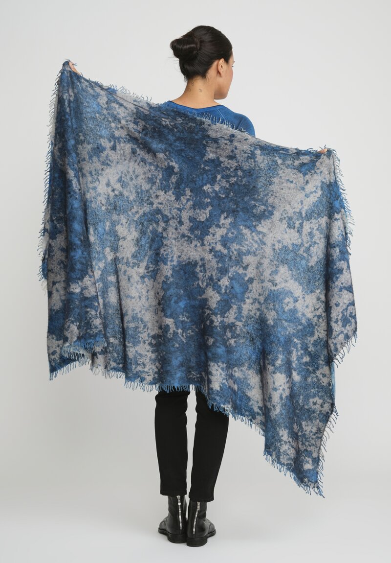 Avant Toi Hand-Painted Cashmere Spot + Velo Scarf in Nero Turquoise