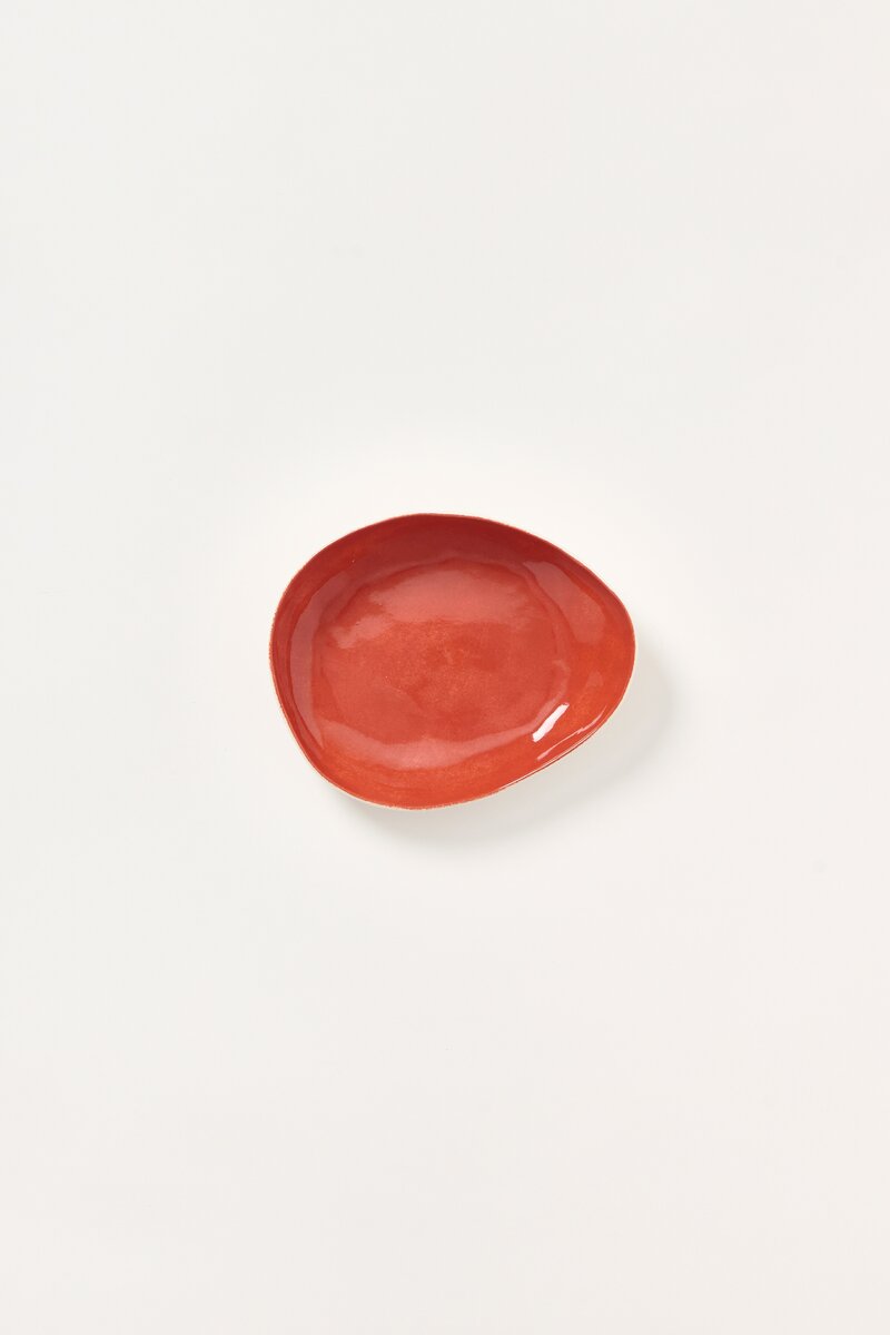 Stamperia Bertozzi Handmade Porcelain Solid Medium Pebble Bowl Coccio Red
