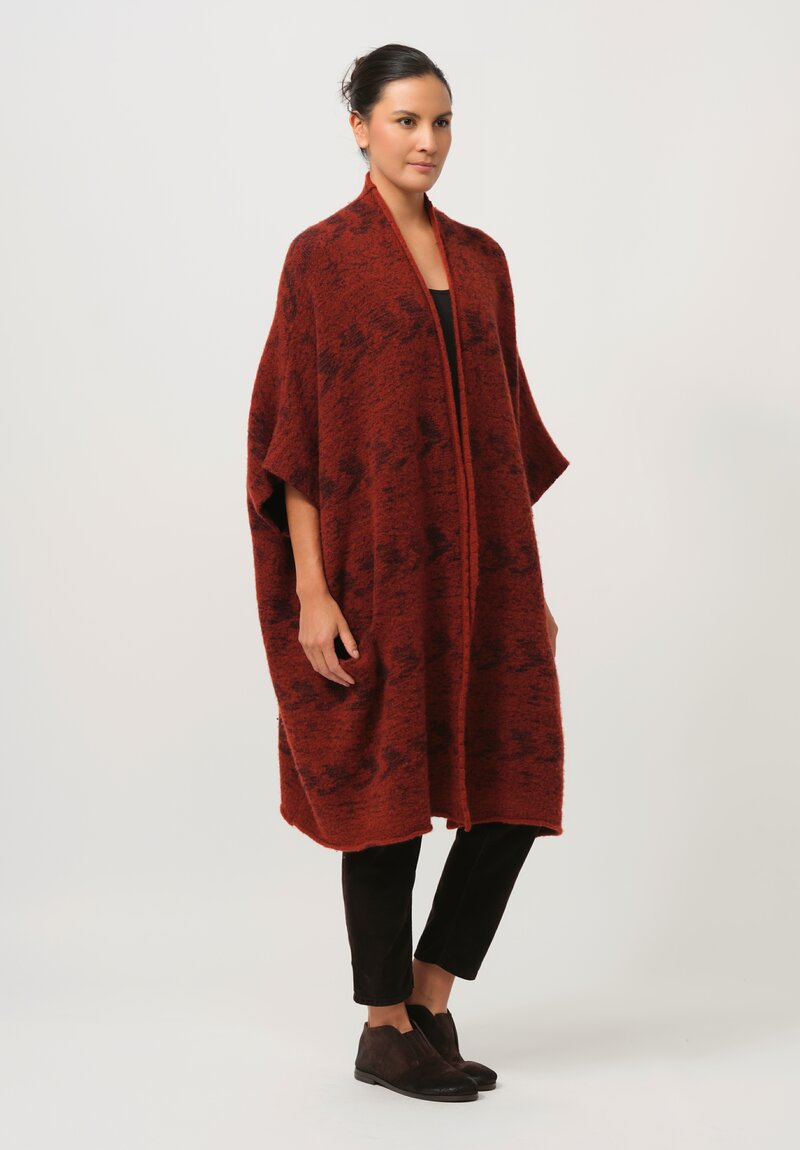 Lainey Keogh Cashmere Navajo Poncho in Russet Red & Chocolate	