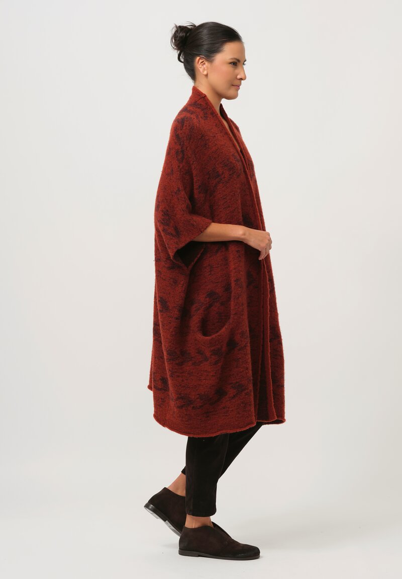 Lainey Keogh Cashmere Navajo Poncho in Russet Red & Chocolate	