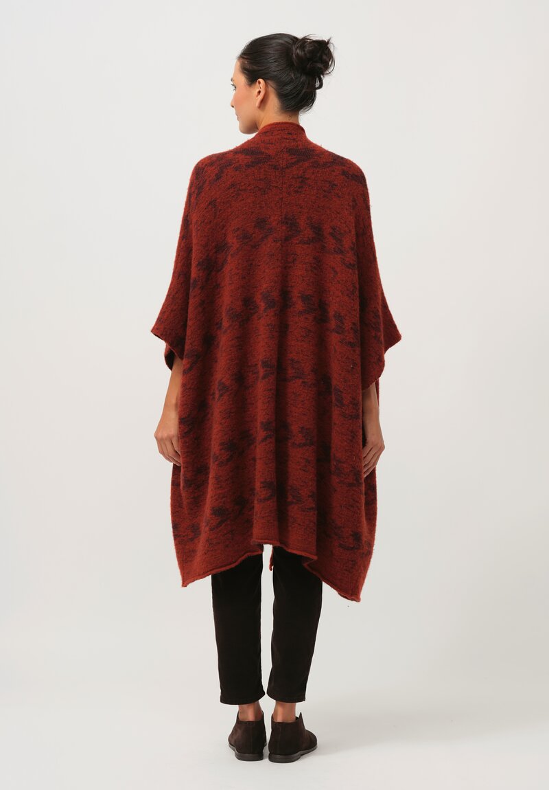 Lainey Keogh Cashmere Navajo Poncho in Russet Red & Chocolate	