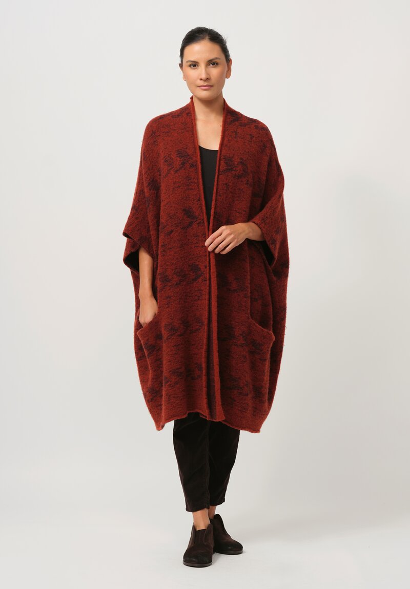 Lainey Keogh Cashmere Navajo Poncho in Russet Red & Chocolate	