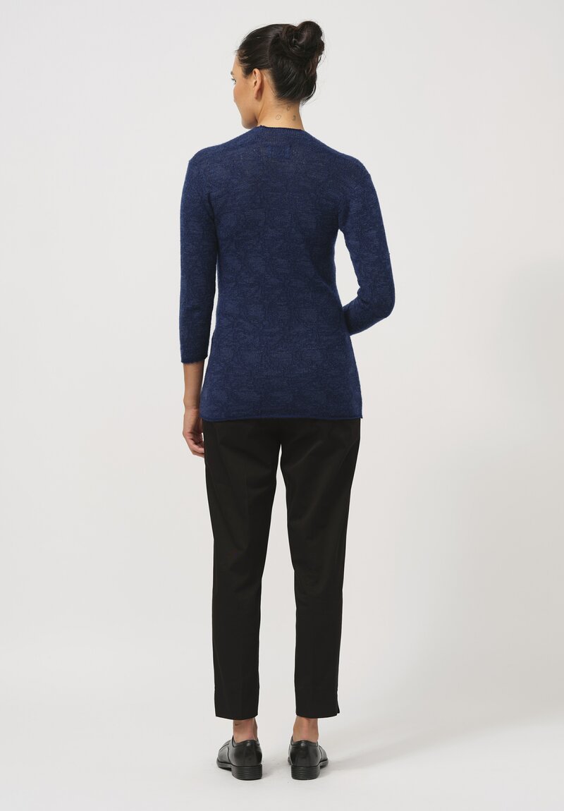 Lainey Keogh Cashmere V-Neck Sweater in Sapphire & Navy Blue	