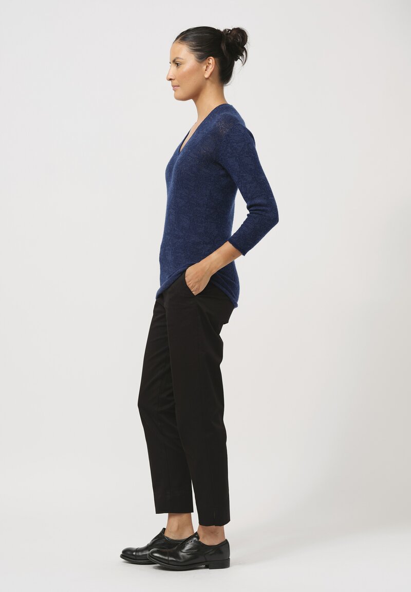 Lainey Keogh Cashmere V-Neck Sweater in Sapphire & Navy Blue	