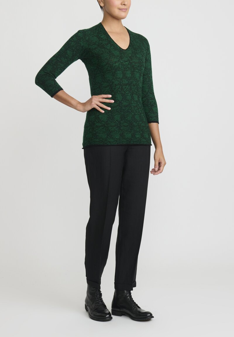 Lainey Cashmere V-Neck Sweater in Emerald Green