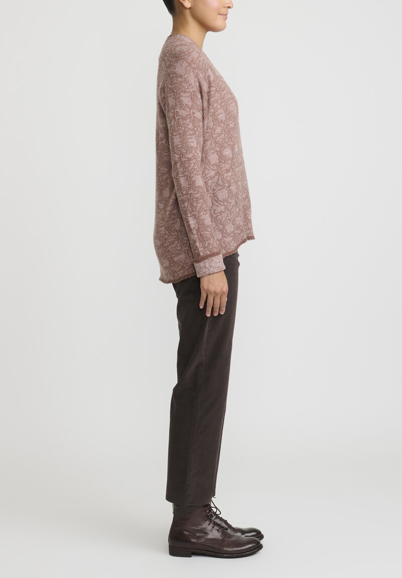 Lainey Cashmere Roll Neck Cardigan in Pecan, Ice Pink