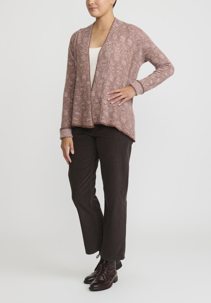 Lainey Cashmere Roll Neck Cardigan in Pecan, Ice Pink