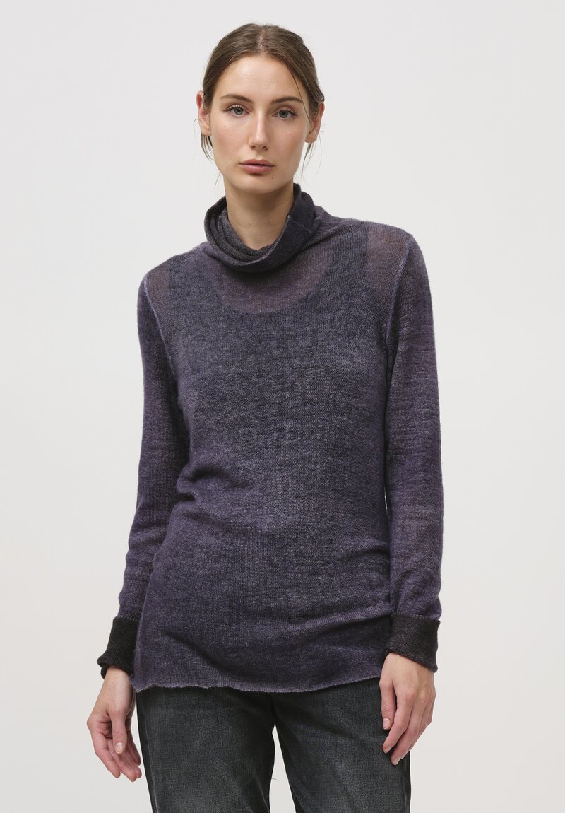 Avant Toi Cashmere Garza Turtleneck Sweater in Nero Prune Purple	