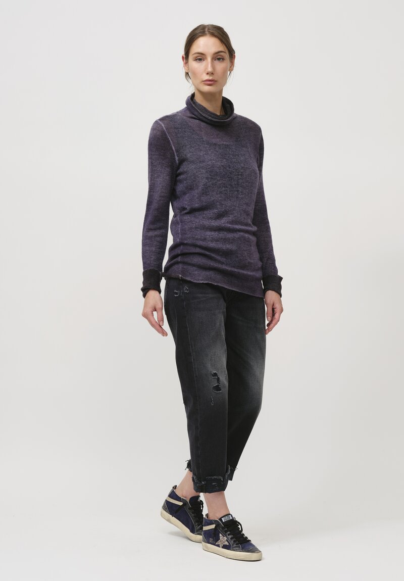 Avant Toi Cashmere Garza Turtleneck Sweater in Nero Prune Purple	