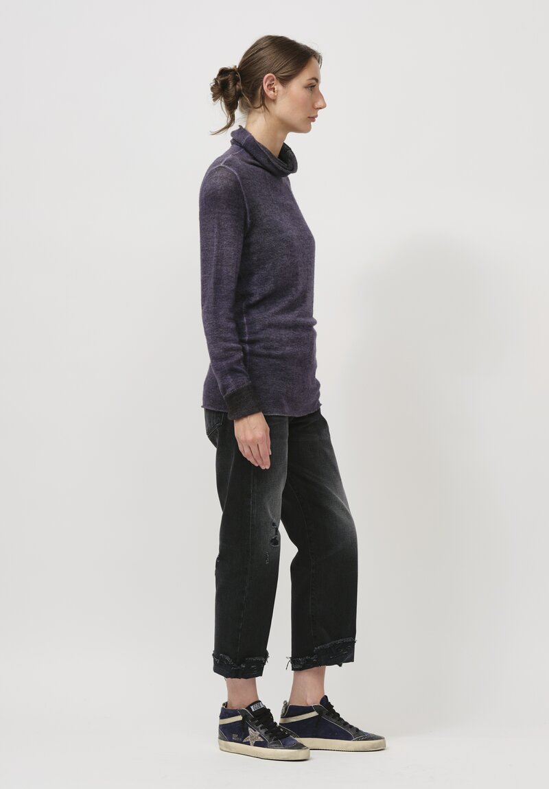 Avant Toi Cashmere Garza Turtleneck Sweater in Nero Prune Purple	