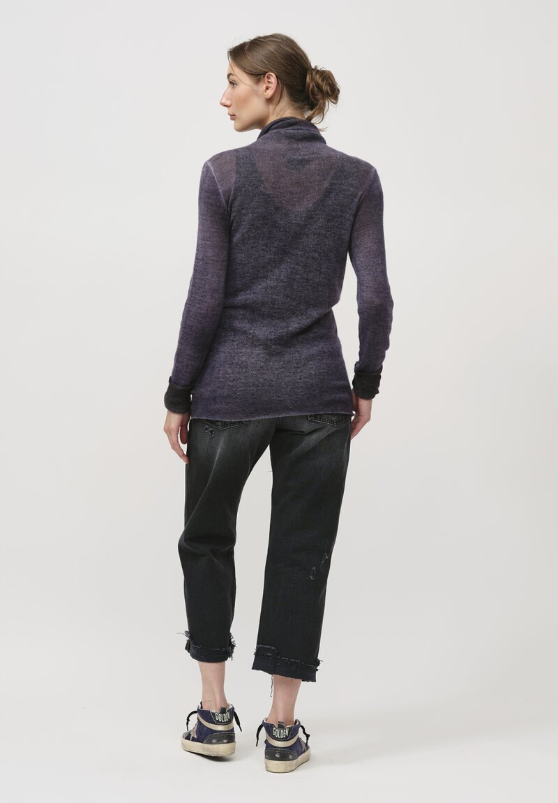 Avant Toi Cashmere Garza Turtleneck Sweater in Nero Prune Purple	