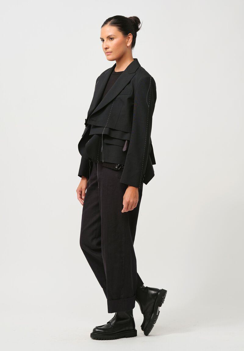 Sacai Deconstructed Suiting Jacket in Black