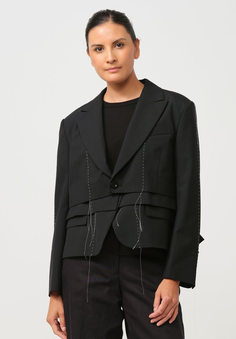 Sacai Deconstructed Suiting Jacket in Black