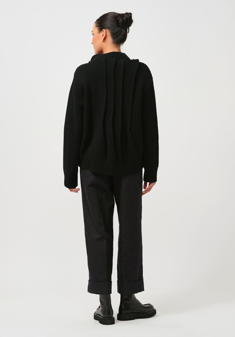 Sacai Wool Knit Blouson Jacket in Black 