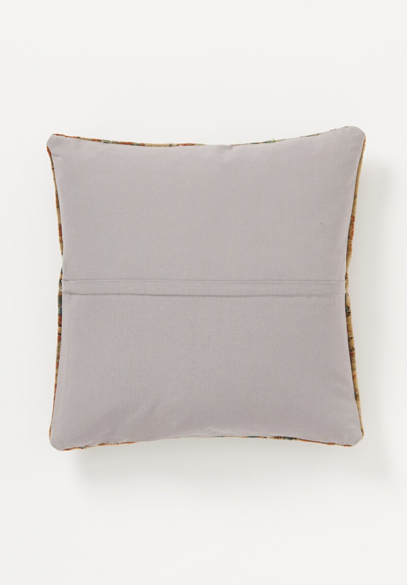 Antique Persian Mohtasham Kashan Pillow in Rust, Blue & Green III