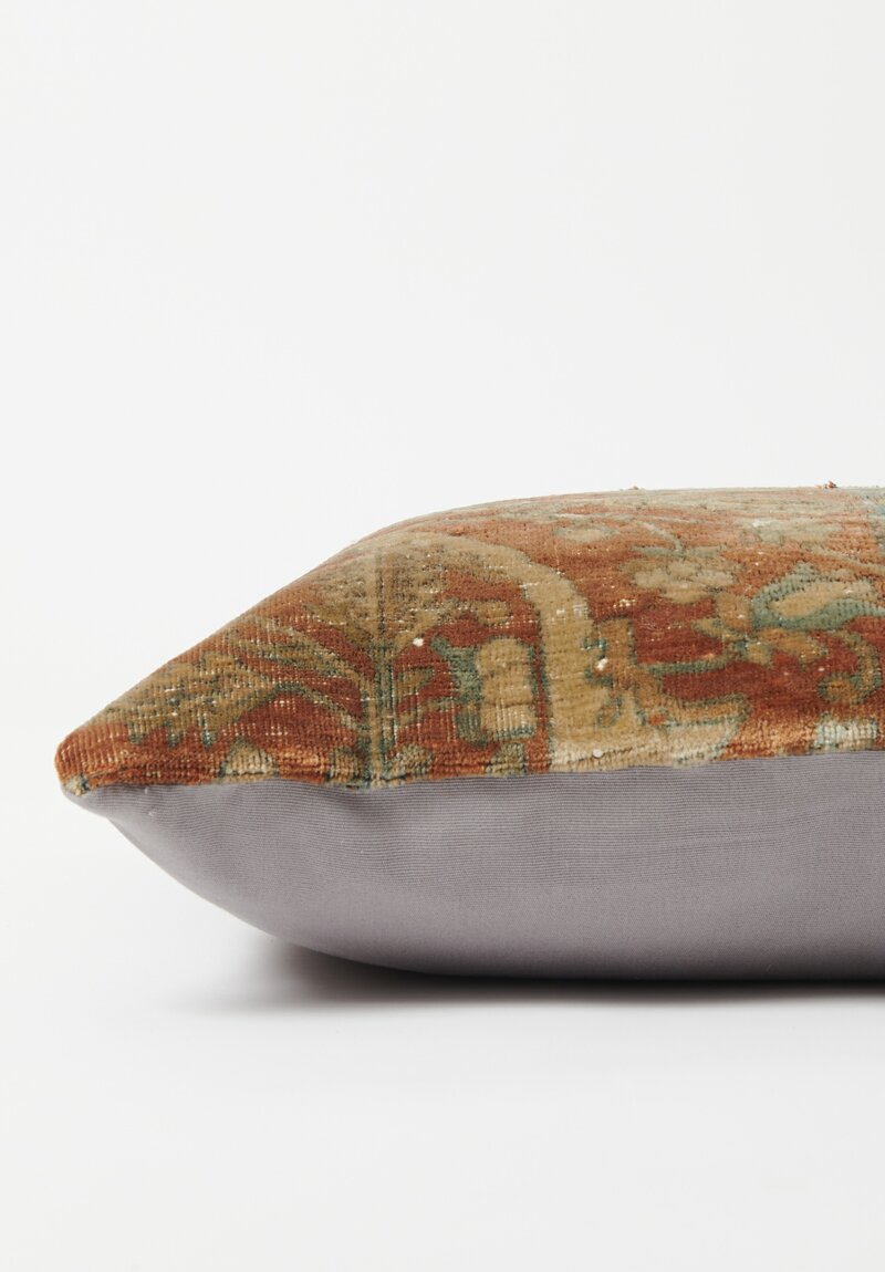 Antique Persian Mohtasham Kashan Pillow in Rust, Blue & Green III