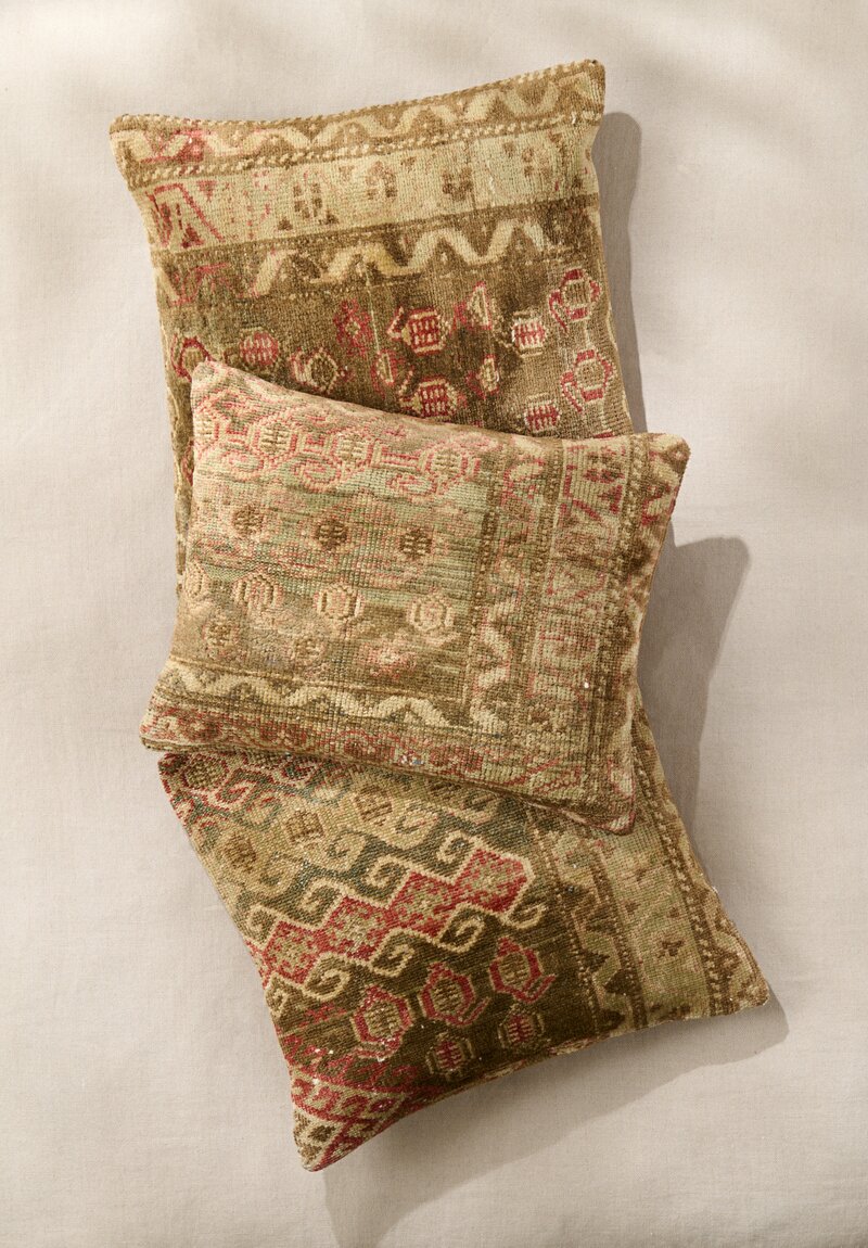 Antique Persian Malayer Pillow in Red, Brown, Cream III