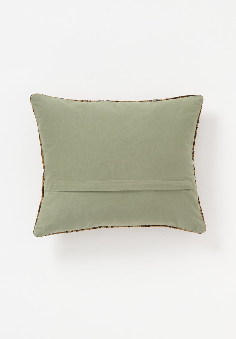 Antique Caucasian Rug Pillow in Cream, Brown & Blue II	