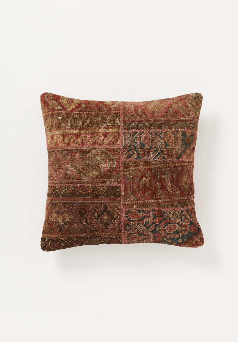 Antique Persian Malayer Rug Pillow in Blue, Red & Brown III