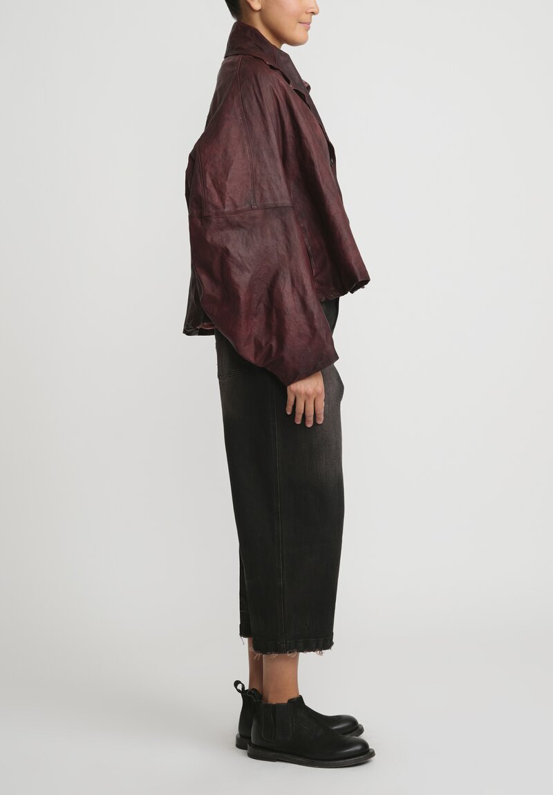 Rundholz Washed Leather A-Line Jacket in Red