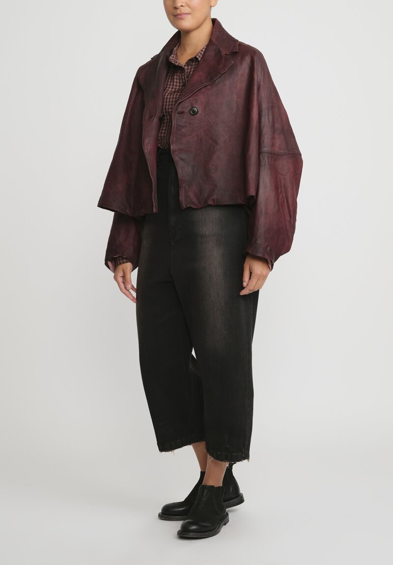 Rundholz Washed Leather A-Line Jacket in Red