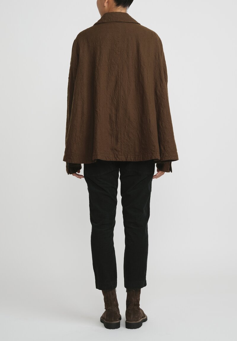 Rundholz Dip Wool Oversized A-Line Jacket in Khaki Brown