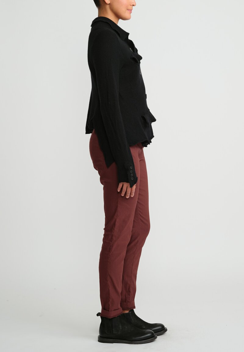Rundholz Black Label Linen Cotton Stretch Skinny Pants in Red Wood	