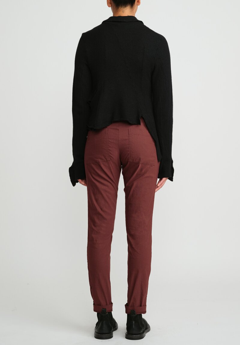 Rundholz Black Label Linen Cotton Stretch Skinny Pants in Red Wood	